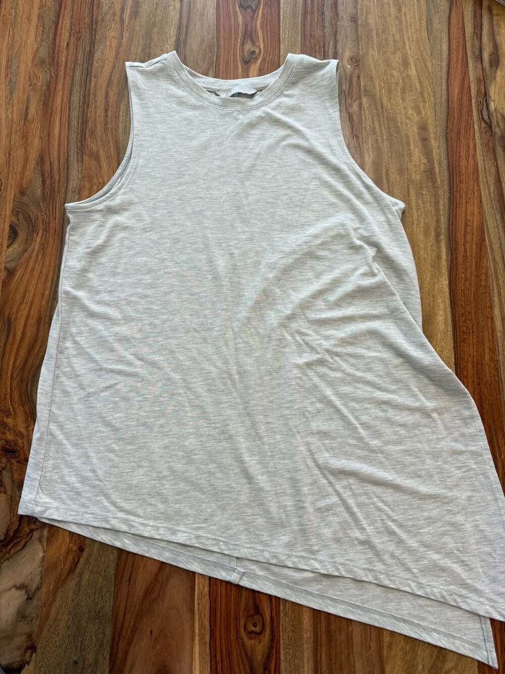 Athleta Essence Asymmetric Tank Top Heathered Light Grey